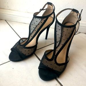 Badgley Mischka black polka dot heels